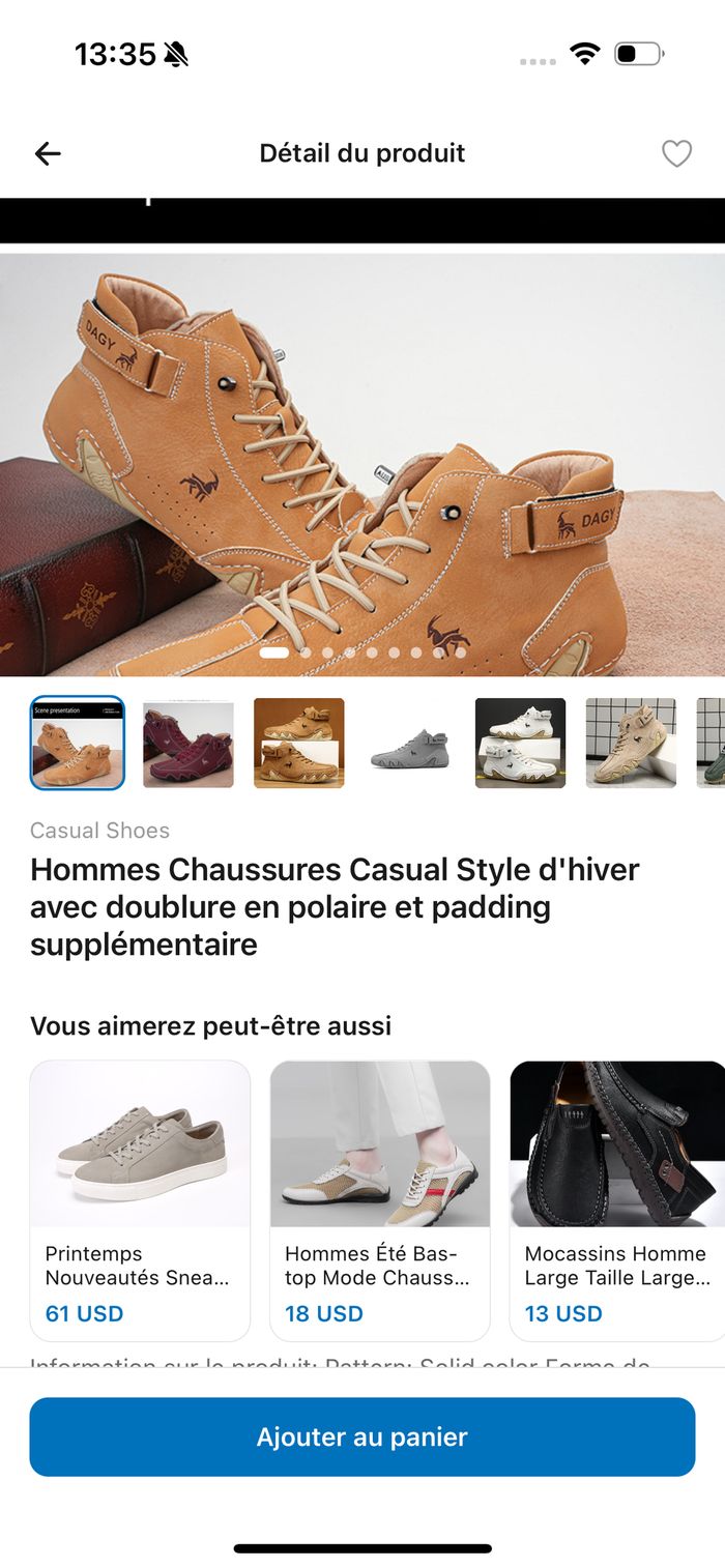 Fiche produit ZandoExpress avec bouton ajouter au panier