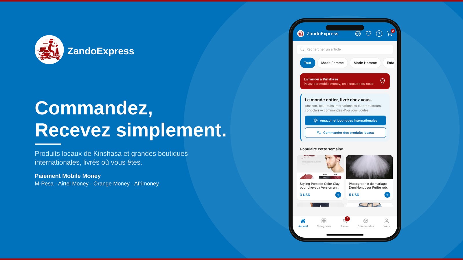 ZandoExpress — livraison à Kinshasa et à l'international